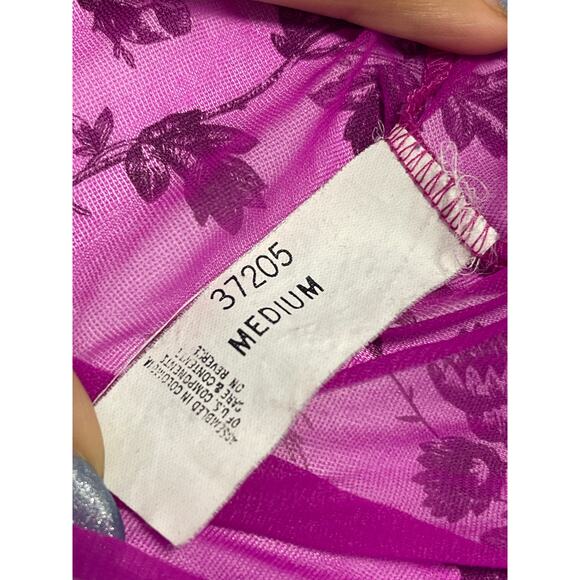 Woolite Sheer Lace Hem Short Open Cardigan Womens Size Medium Hot Pink VTG Fairy - Picture 7 of 10